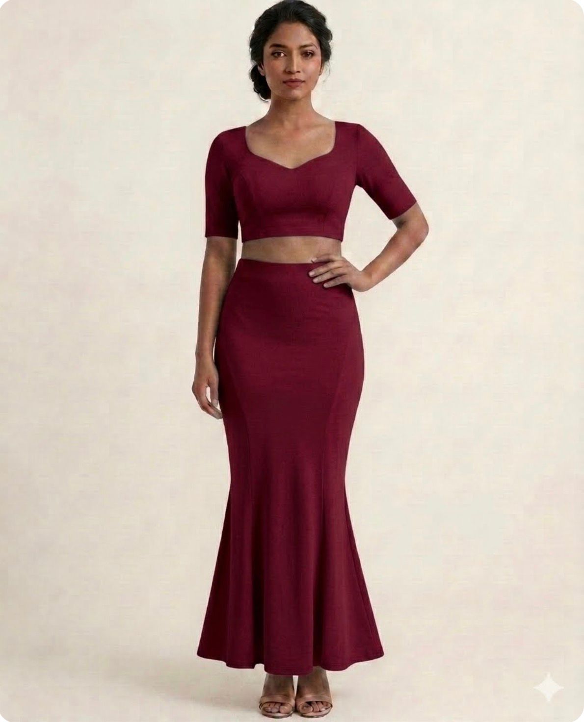 Fishtail Mermaid Shapewear Skirt -Espresso maroon tint